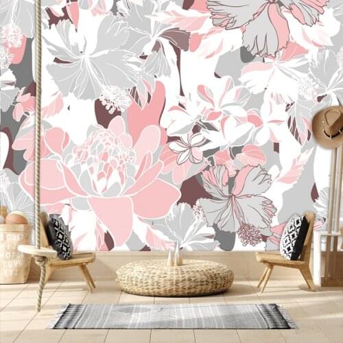 Pink Floral Nordic 3d Tropical Removable Wallpapers for Living Room Girls Self Adhesive Custom Walls In Rolls Decor Home Decor