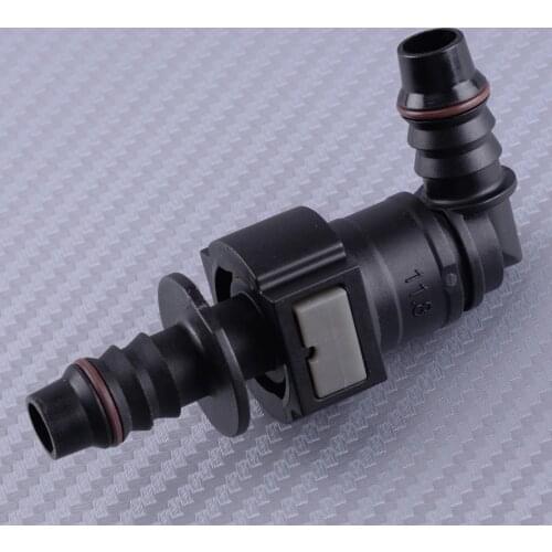DWCX Male 11.8MM SAE & Female 3/8" 10MM Elbow Quick Release Connector for Nylon Fuel Line Rubber Hose Coupler