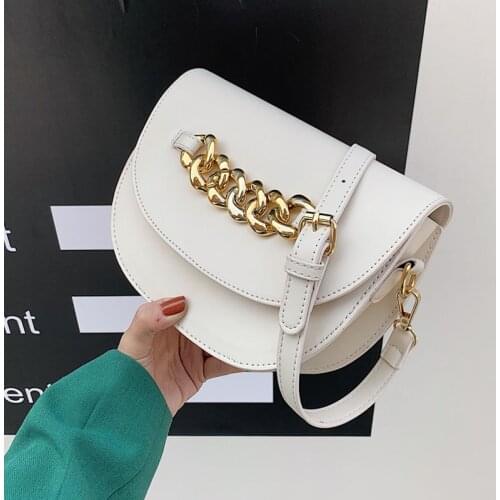 Saddle Bags For Women Free Shipping Crossbody Bag Half Round Flap Satchel Shoulder Bag Solid Color Simple Casual Women Purse