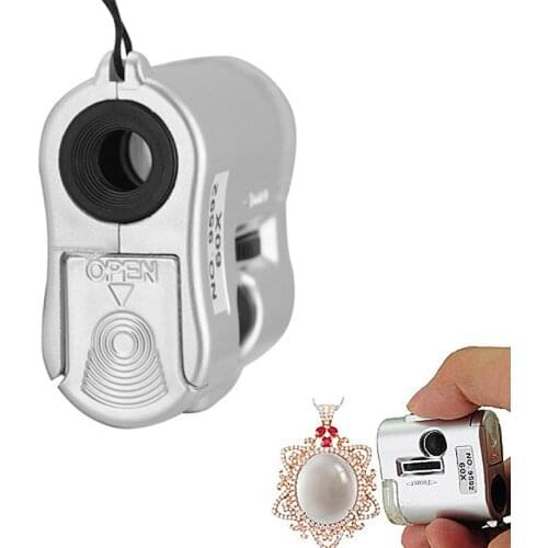 Mini 60X Magnifying Magnifier Mini Pocket Handheld Microscope Magnifier LED Light Magnifier With Flashlight Ultraviolet Rays