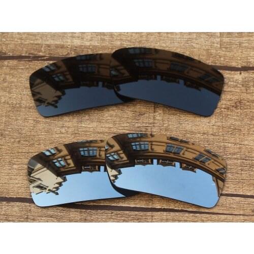 Vonxyz 2 Pairs Stealth Black & Chrome Mirror Polycarbonate Replacement Lenses for-Oakley Gascan Frame