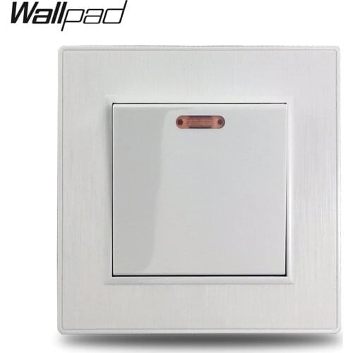 Wallpad S6 White 20A 2P Water Heater Switch DP With LED Indicator Brushed PC Panel