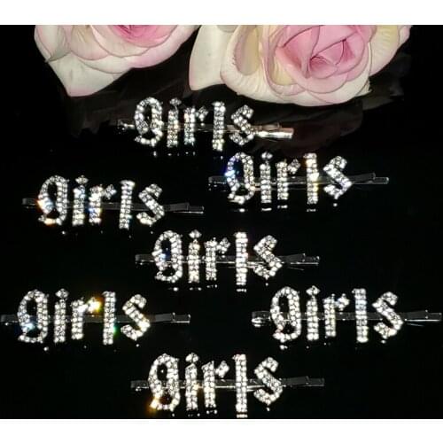 2020 Popular Girls Head Wear Gothic Letters Hair Clip "Girls" Gothic Word Hairpin Bling Hairclip Hair Accessories WHOLESALE