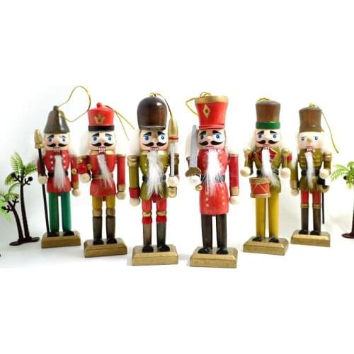13cm puppets doll toy nutcracker soldiers walnut wood painted children Christmas toy 6 pcs/lot HT027