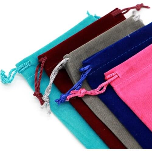 20pcs 8*10cm Gift Jewelry Bags Custom logo Black Velvet Wedding Gift Candy Packaging Bag Drawstring Suede Craft Watch Pouches