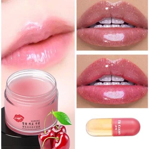 3PCS Lip Mask Cherry Crystal Collagen Anti-Ageing Wrinkle Pad Lips Masks Peel Off Lasting Moisturizing Nourish Lips Care