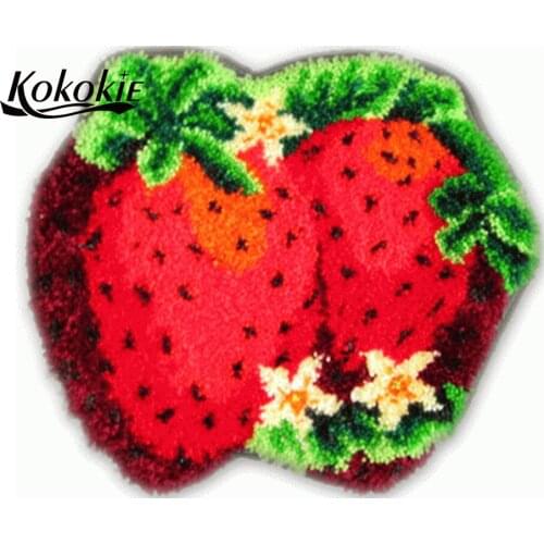 3d Fruit strawberry printed carpet crochet tapis needle for carpet embroidery needlework diy latch hook kits rug tapestry kits