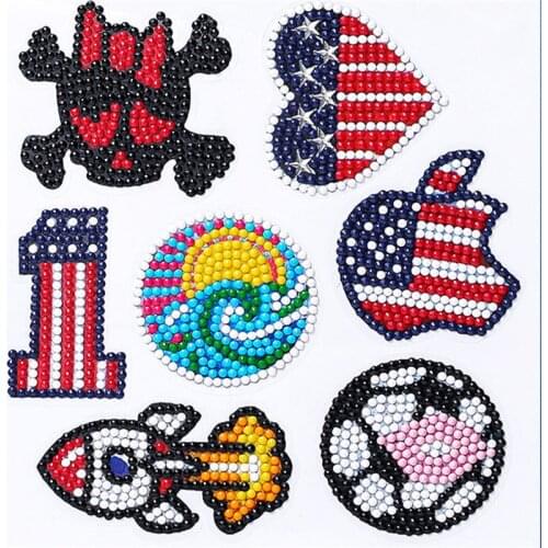 DIY 3D Refrigerator Stickers Fun Ball With American Flag Pattern Diamond Painting Stickers Full Drill Round Diamond Mosaic Tools