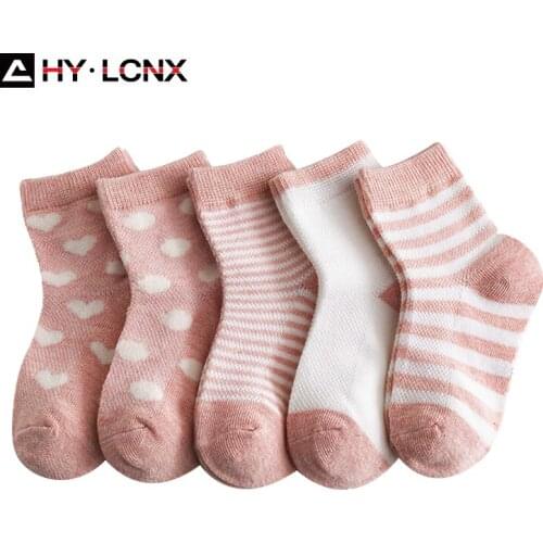 5 Pairs/Lot Fashion Summer Autumn Cotton Baby Socks Newborn Cartoon Heart Sock For Babies Girls Boys Kids Accessories Newborn