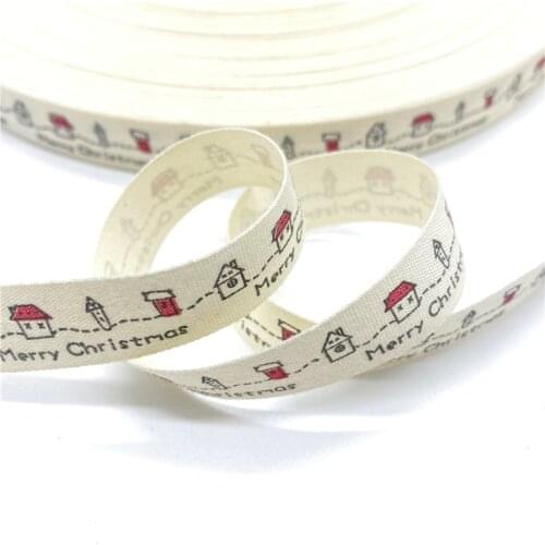 5Yards 15mm Cotton Ribbon Printed Cotton Ribbons For Wedding Christmas Decoration DIY Sewing Fabric #04