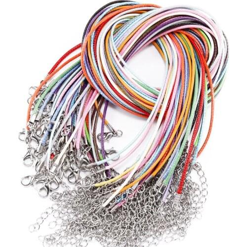500pcs/lot 45cm Waxed Cord Leather Necklace Rope Chain 1.5mm/2.0mm For DIY Necklace Bracelet Jewelry Making Findings Wholesale