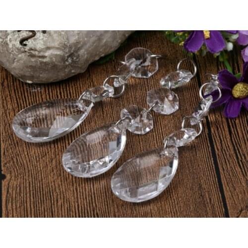 Free Shipping Factory Price 10PCS/Lot 38*22MM+3pcs Beads K9 Clear Crystal Chandelier Parts Decoration Lighting Accessories Parts