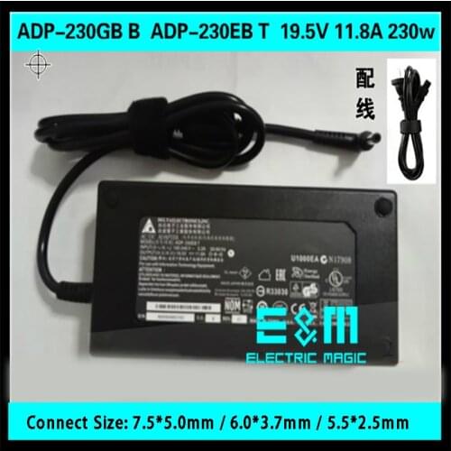 Power Adapter 19.5v 11.8A 230w 752 Hades Canyon for NUC KIT Nuc8 G750JZ 751J Laptop G750 G751 G752 5.5*2.5/ 6.0*3.7/7.4*5.0mm