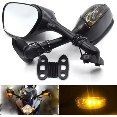 Motorcycle Rearview Side Mirror LED Turn Signal Light For Suzuki GSXR600 GSXR 750 GSX-R 1000 SV650 SV1000 Smoke lens K6 K7 K8