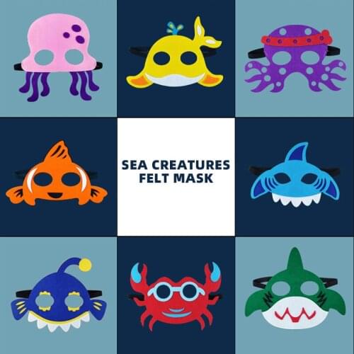 Xibao Kindergarten Childrens Fancy Dress Party Sea Animal Mask Underwater World Felt Shark Clownfish Crab