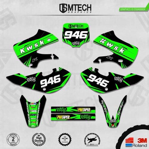 DSMTECH Customized Team Graphics Backgrounds Decals 3M Custom Stickers For KAWASAKI 2000-2020 KX65 004