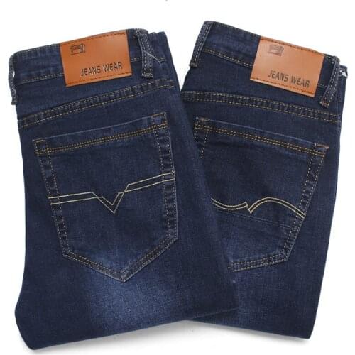 Business Fashion MenS Slim Jeans Autumn New Style Korean Casual Loose Plus Size Denim Trousers Male Classic Trend Brand Pants