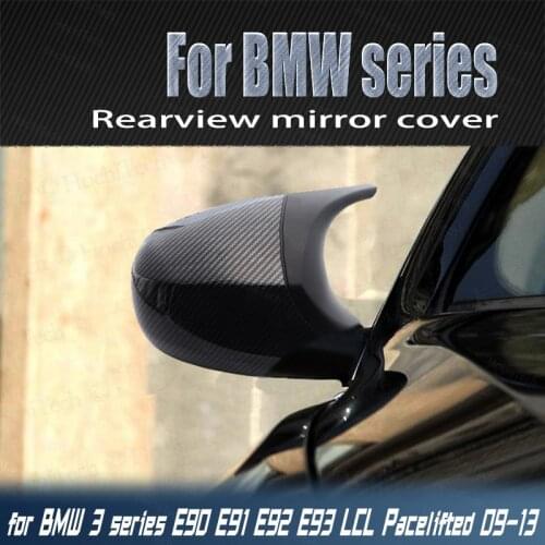 Facelifted Car Styling Black Carbon Fiber Pattern 2pcs for BMW E90 E91 E92 E93 LCI M3 Style Rearview Mirror Cover Caps