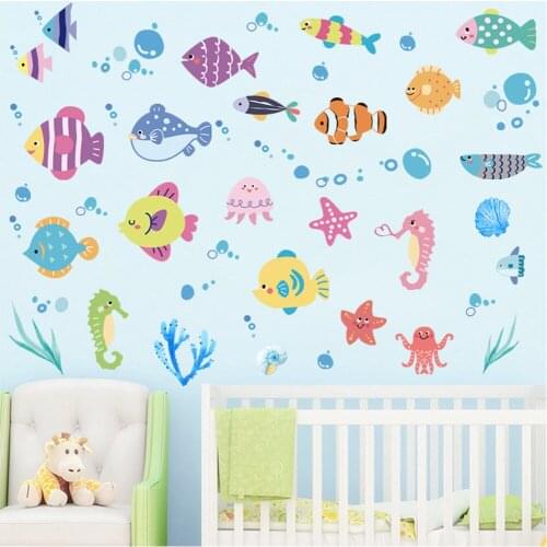 Creative Cartoon Waterproof Fish Wall Sticker Self-adhesive Home Decor Room Decoration Bathroom Kitchen Stove Tile Stickers