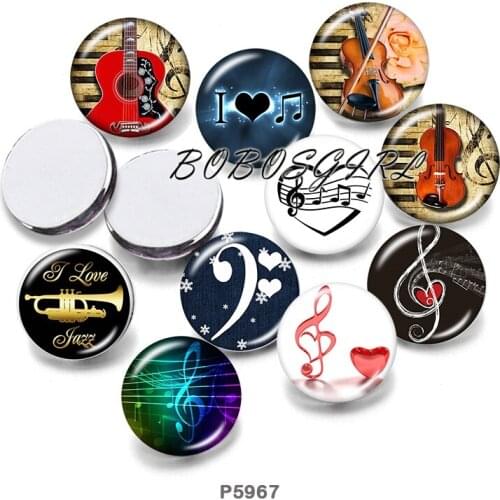 MUSIC LOVE 12mm18mm 20mm Snap button jewelry DIY Bracelet Round photo glass cabochons P6120