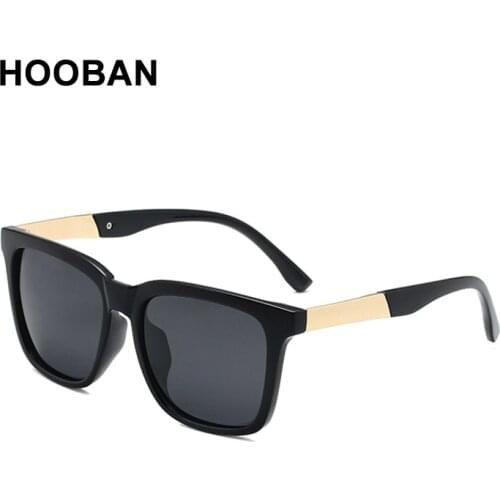 HOOBAN 2021 Square Polarized Sunglasses Men Classic Square Big Sun Glasses Male Fashion Mirror Lens Driving Eyeglasses UV400