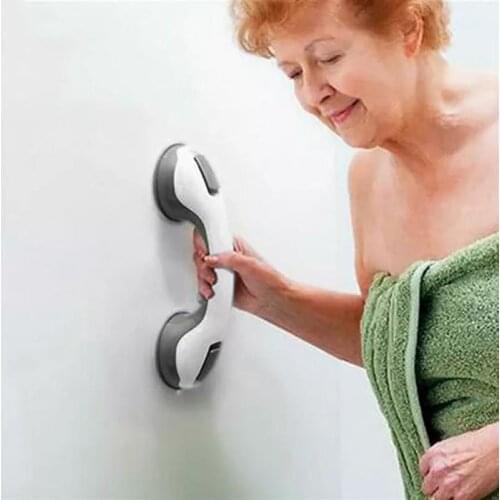 Anti-slip Handrail No Drilling Shower Handle Offers Safe Grip with Suction Cup for Safety Grab in Bathroom Bathtub Glass Door