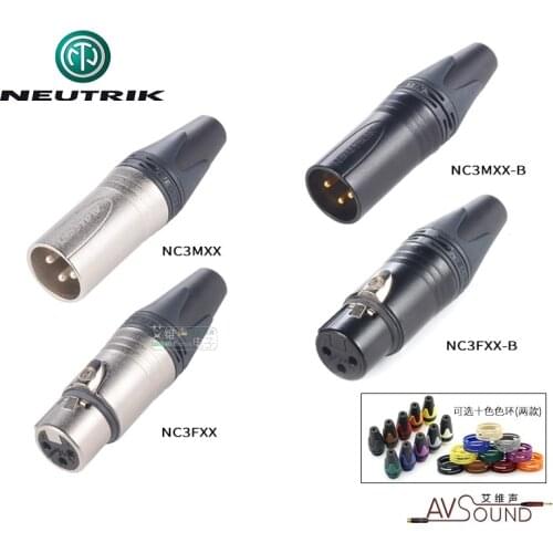 NEUTRIK three core XLR balance cannon male/female plug NC3FXX NC3MXX Silver-plated NC3FXX-B NC3MXX-B Black Gold-plated