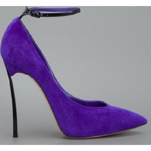 Spring new style pointed buckle stiletto heel suede single shoes fashion banquet dress large size customized womens shoes