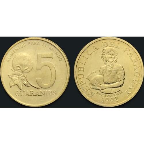 Paraguay 5 Guarani coin 1992 edition 100% Real Original Collection Coins Unc Genuine Coin
