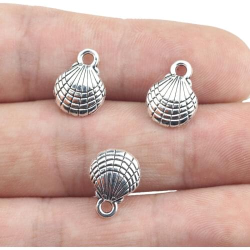 20 Pieces 10*13mm Antique Silver Color Mixed Alloy Solid Shell Charms Bracelet For DIY Jewelry Making