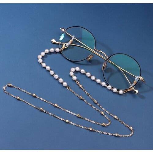 Retro Eyeglass Strap Mask Glasses Hanging Chain Fashion Sunglasses Eyewear Cord Holder Neck Lanyard Retainer Chain Pearl Beads