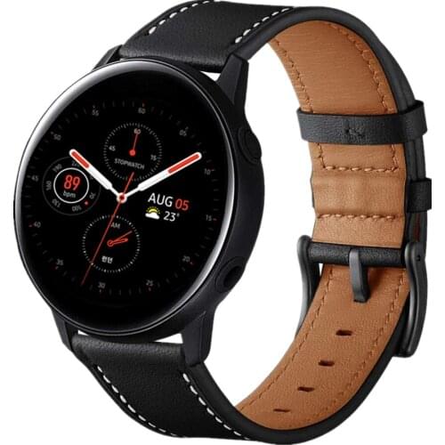 Watchband for Samsung Galaxy Watch Active 2 40mm 44mm Band 20mm Genuine Leather Wristband strap for Gear sport bracelet belt