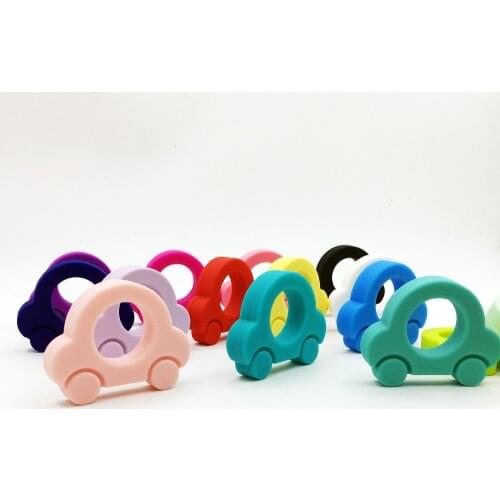 Silicone Teething Car Shape Dots Silicone pendant And Natural Mini UFO Shaped Nursing Necklace DIY Crafts For Mommy Baby