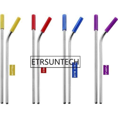 1000pcs Stainless Steel Straws Reusable Metal 8.5/10.5 Inch Drinking Straws with Silicone Tips for Beverage Mugs