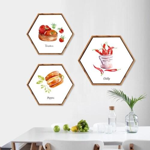Fresh Fruit Hexagon Canvas Painting Posters and Prints Oil Painting Wall Art Canvas Framed Home Decor Hallway Bedroom Picture