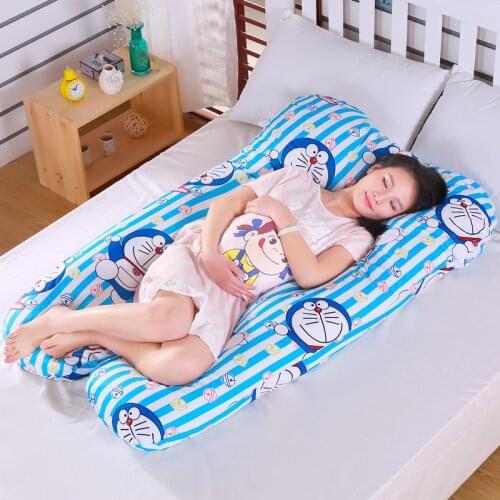 Doraemon U Shaped Belly Bed Pillow Pregnancy Large Pillows Maternity Body Lumbar Pillow Women Pregnant Side Sleepers Cushion