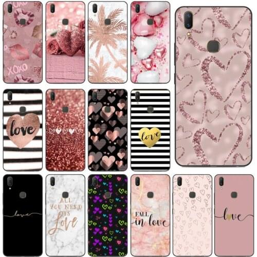 Yinuoda Gold Rose Love heart Phone Case for vivo Y91C Y11 17 19 53 81 31 91 for Oppo a9 2020