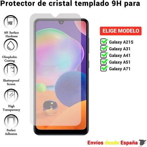 Screen Protector for Samsung Galaxy A21S A31 A41 A51 A71. Clear tempered glass for movil. Choose model