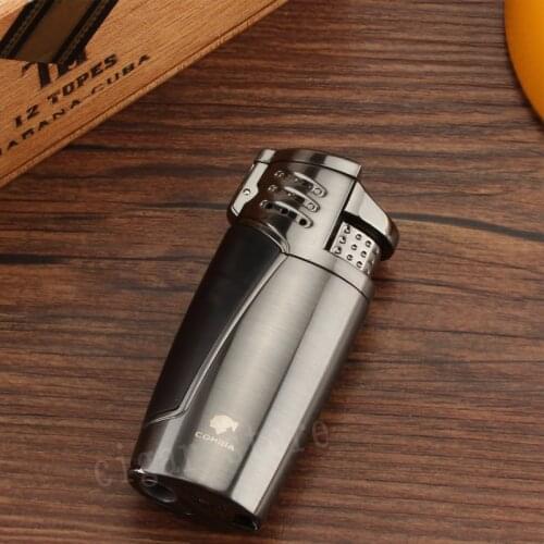COHIBA Cigar Lighter Torch Cigarette Gas Lighters Portable Butane Lighter Tobacco Accessory with Gift Box