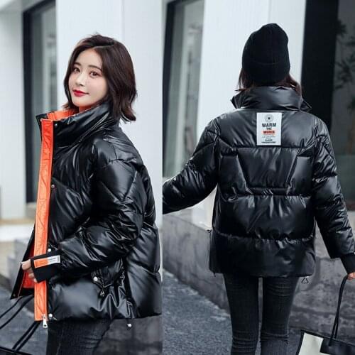 Womans Winter Thick Short Jacket Solid Casual Plus Size 3XL Warm Cotton Padded Parkas Stand Collar Winter Coat Women