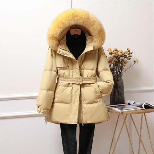 SEDUTMO Winter Long Fur Hooded Duck Down Jackets Women Tunic Coat Autumn Pocket Thick Warm Casual Oversize Jacket ED1242