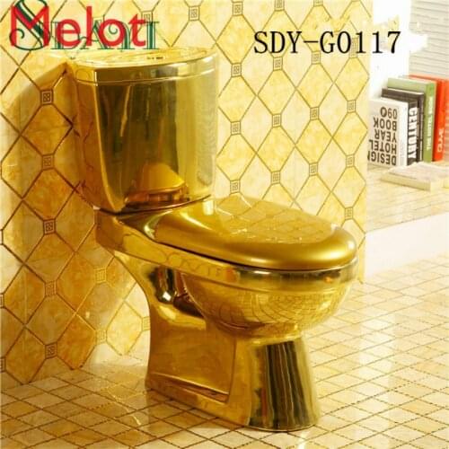 Golden ceramic color wc toilet bowl bathroom two piece gold toilet