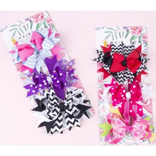 1set Ribbon Bows for Children Hair Accessories Girls Battettes Kids Mix Hairbows Headwear Hairpins Xms Bowknot Hair Clips