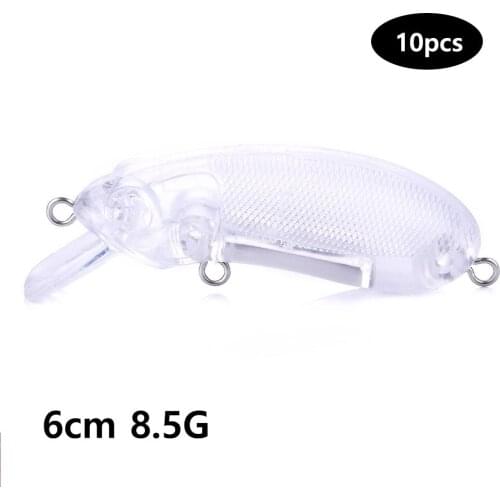 10pcs Unpainted Clear Plastic Minnow Fishing Lure Bodies. Bait