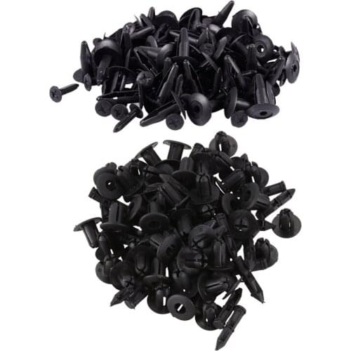 100Pcs Plastic Rivets Retainer Clips Hole Dia For Car Bumper Fender 8Mm & 6Mm