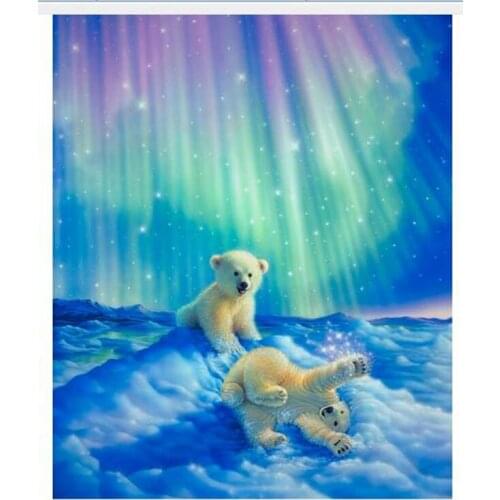 3d Full Diamond Embroidery Home Decor Diamonds Mosaic Painting Pasted Pictures Square Drill Northern Lights Baby polar bear zx