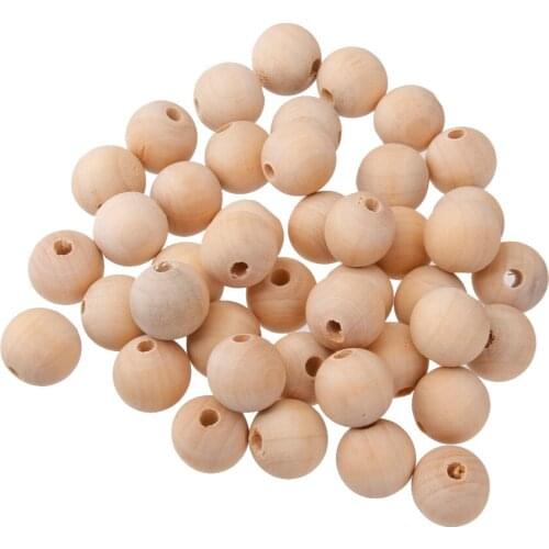50pcs Wooden Unpainted Craft Beads DIY Jewelry Making Findings