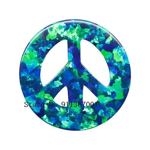 50pcs Wholesale Peace 12mm peace sign synthetic opal jewelry best opal fancy shape pendant