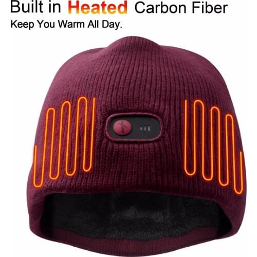 7.4V New Electric Battery Heated Hat with 3 heating levels Skullies Beanies Soft Cotton Heating warm caps for cold winter
