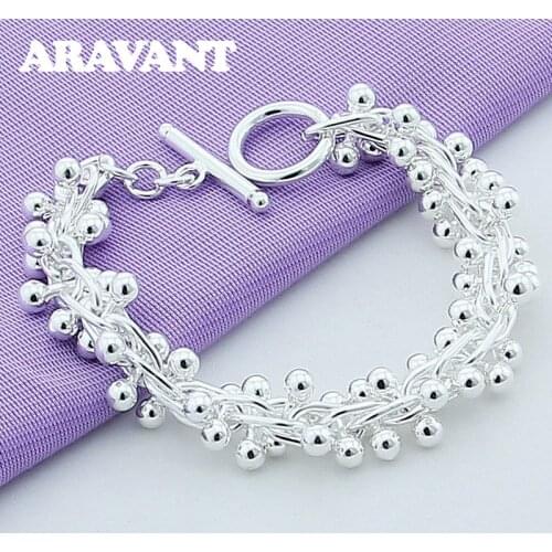 925 Jewelry Fashion Silver Plated Beaded Bracelet For Women Wedding Bracelets Jewelry